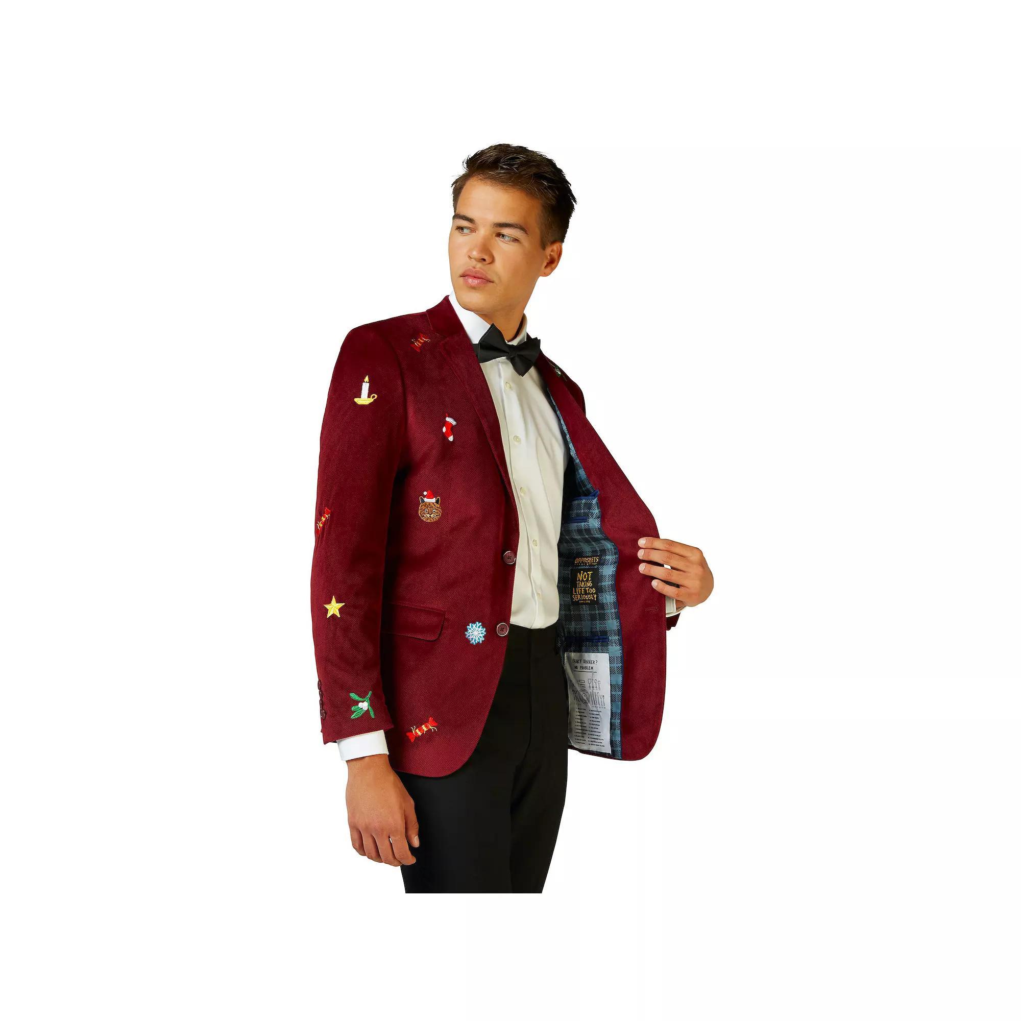 Men's OppoSuits Deluxe X-Mas Icons Christmas Blazer, Size: 48 - Regular, Red Xmas Icons Product Image