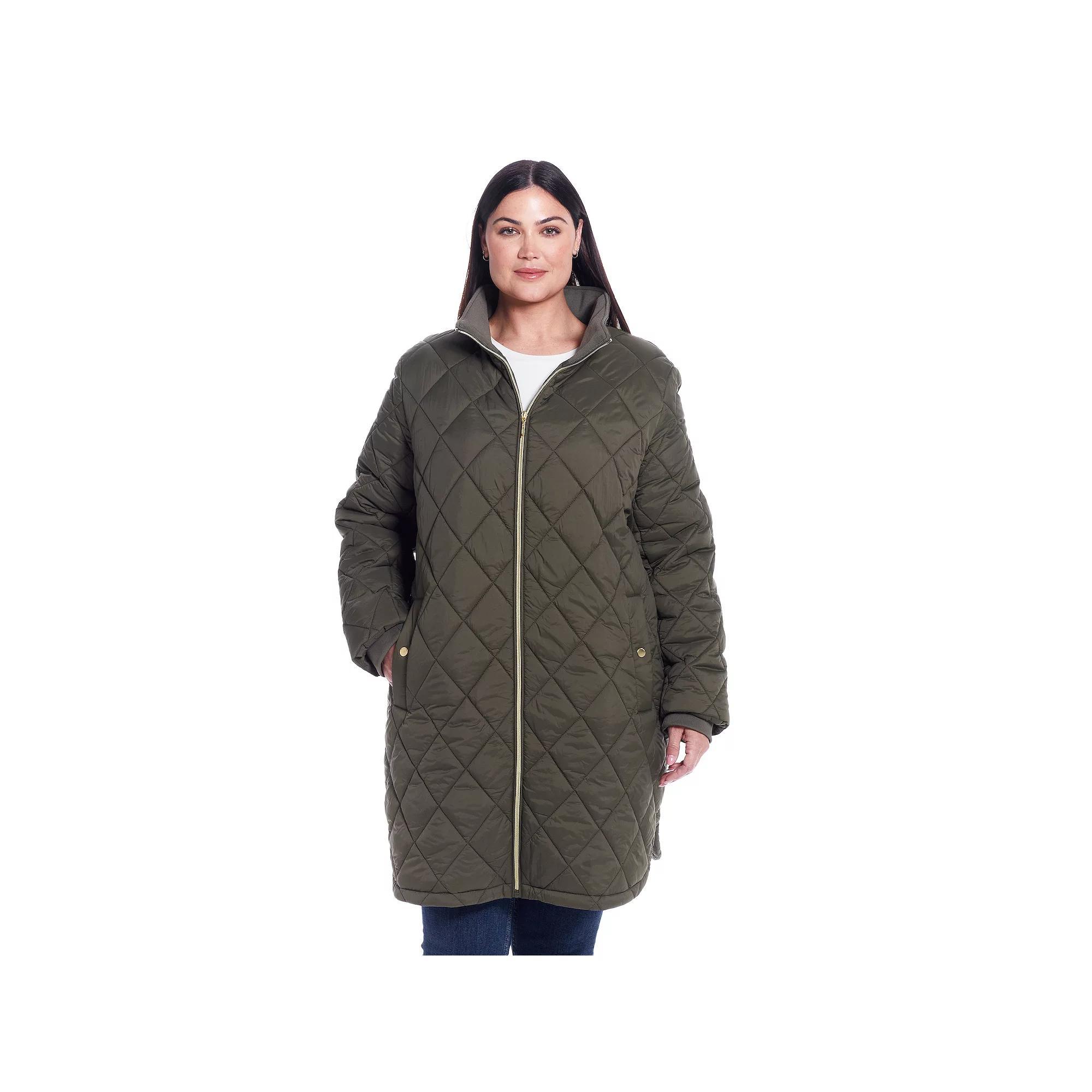 Plus Size Weathercast Quilted Zip Front Walker Jacket, Women's, Size: 2XL, Black Product Image