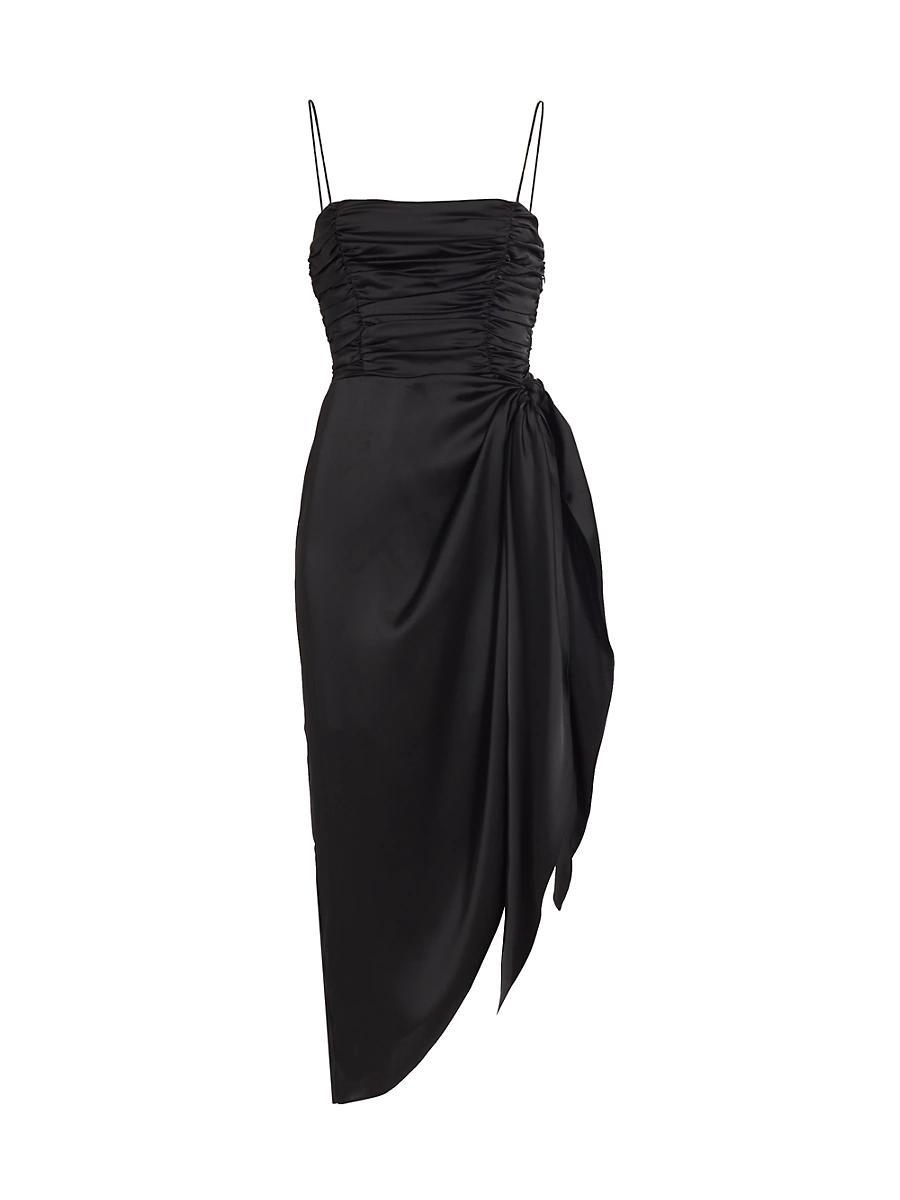Womens Delaney Asymmetric Satin Midi-Dress Product Image