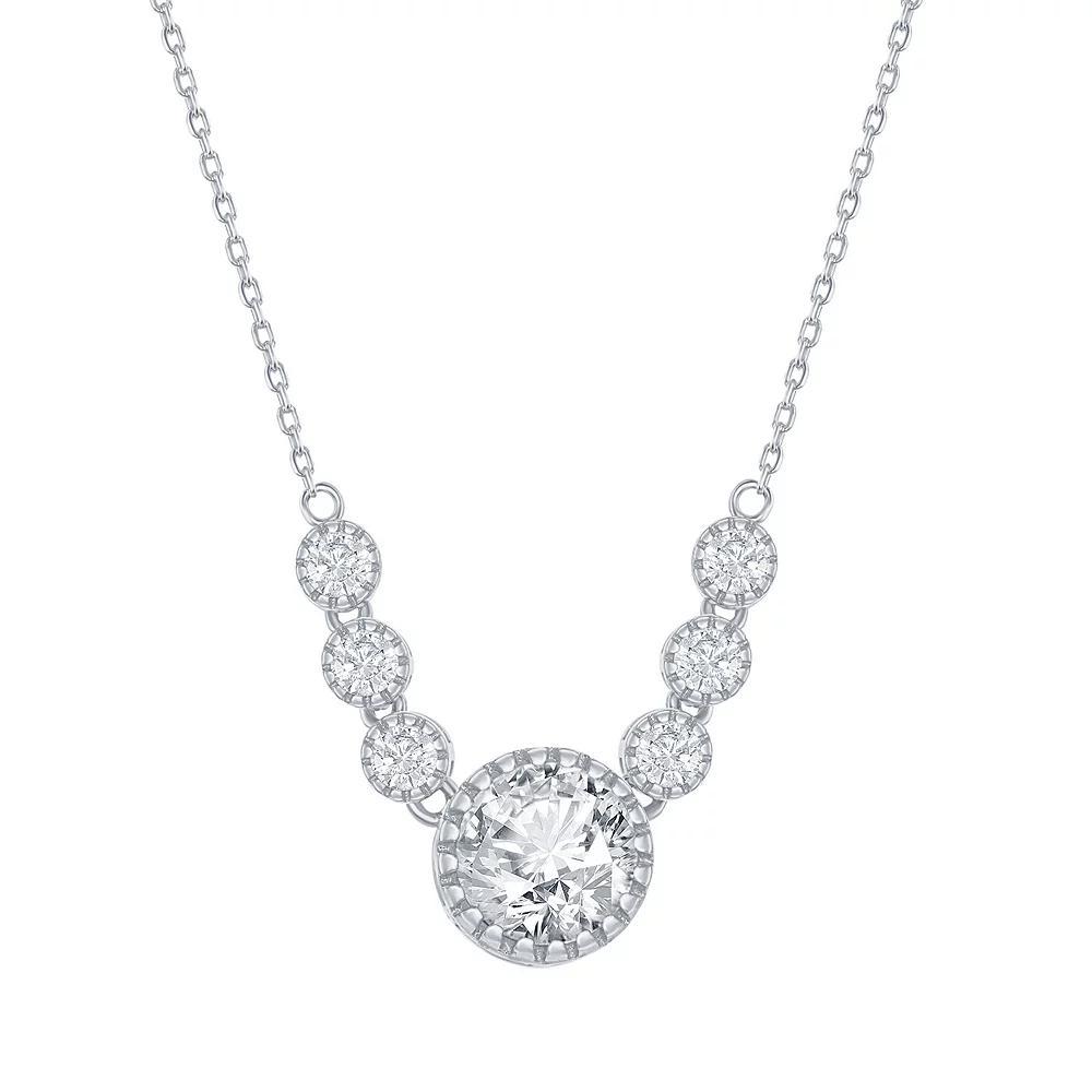 Sterling Silver Cubic Zirconia 5-Stone Necklace, Women's, Size: 16-18" ADJ, Rose Gold Tone Product Image