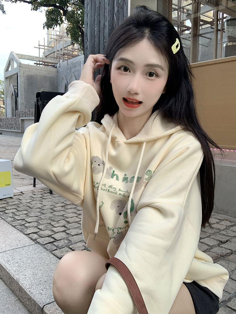 Dog Print Drawstring Hoodie Product Image