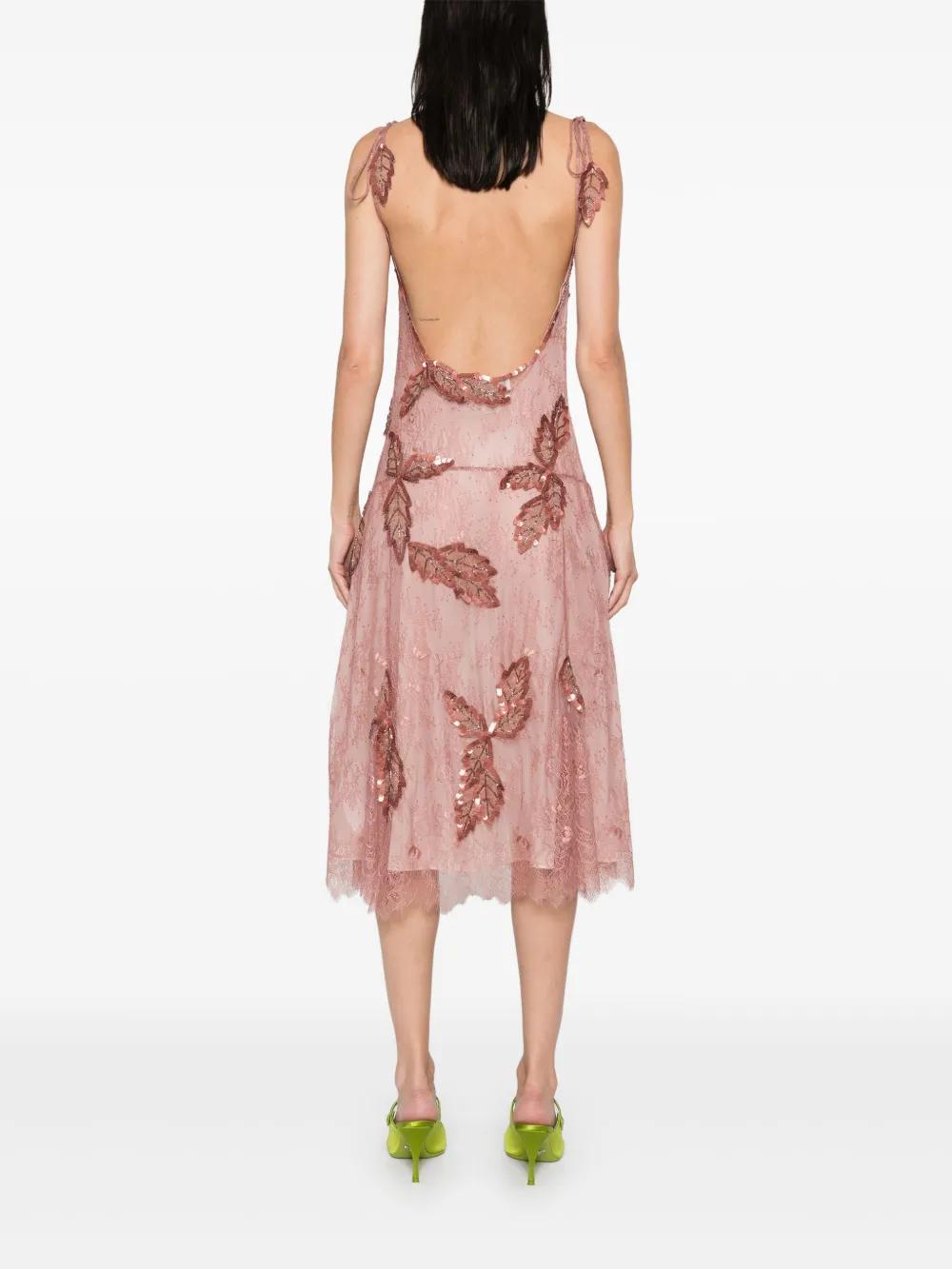 embroidery lace midi dress Product Image