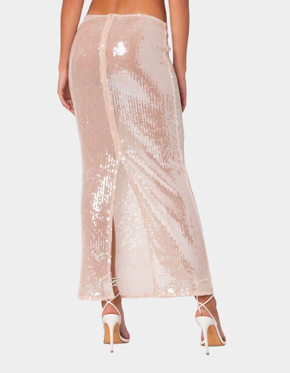 EDIKTED Riki Sheer Sequin Maxi Skirt Product Image