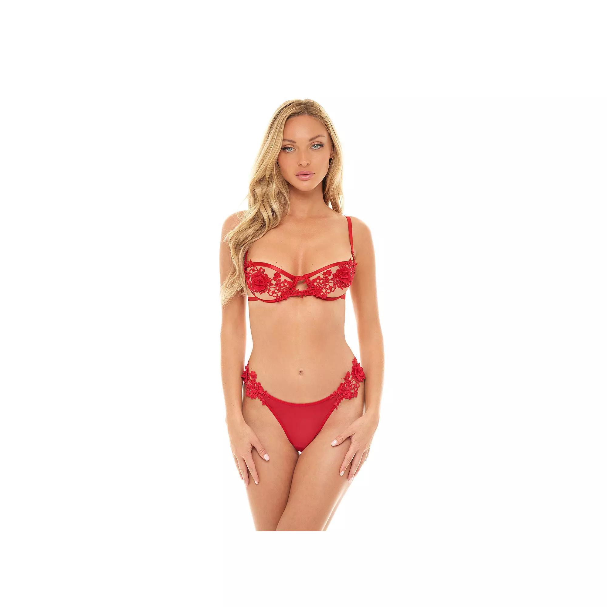 Women's Oh La La Cheri Floral Bra & Matching Panty Set 40-11174, Size: Large-XL, Black Product Image