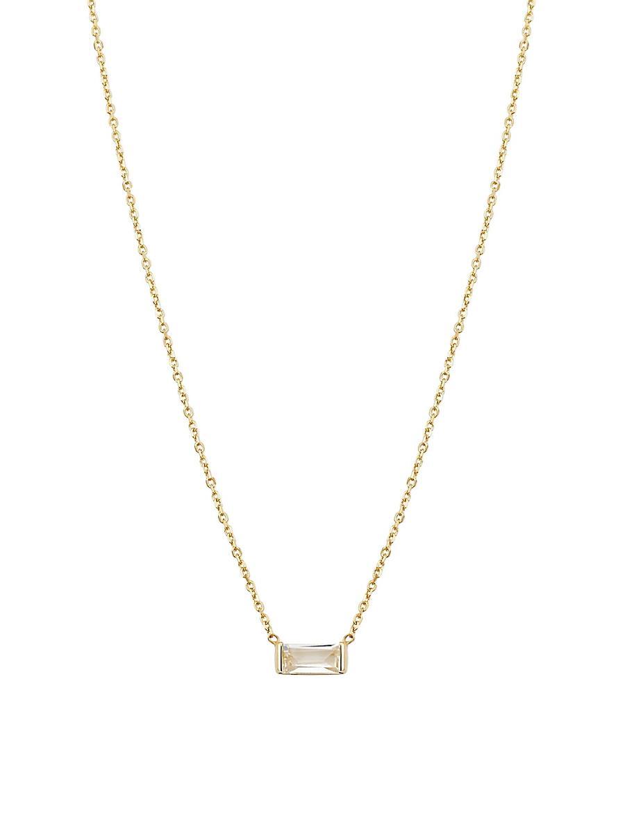 Womens 14K Yellow Solid Gold, Fresco Baguette Pendant Necklace Product Image