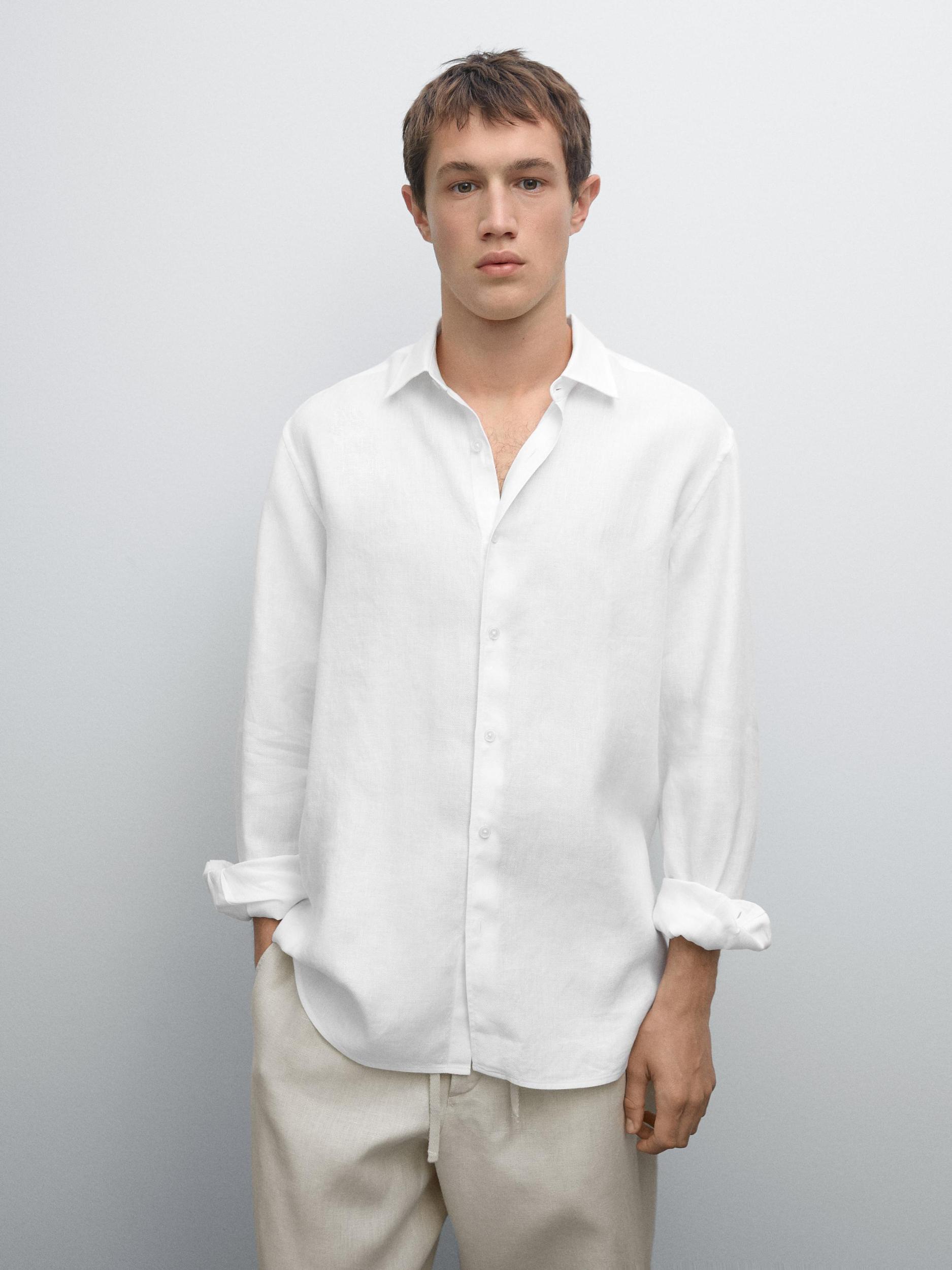 Slim fit linen blend shirt Product Image