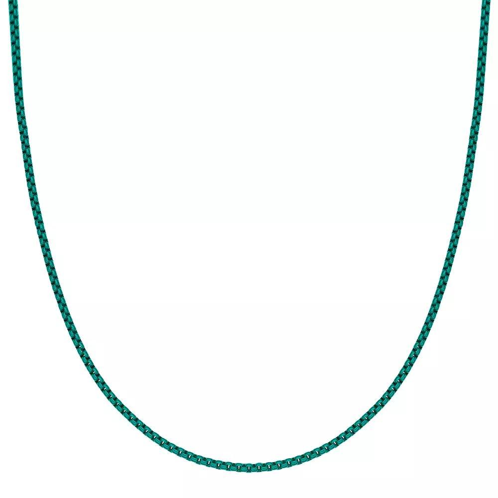 Men's LYNX Turquoise Acrylic Coated Stainless Steel Box Chain Necklace, Size: 24" Product Image