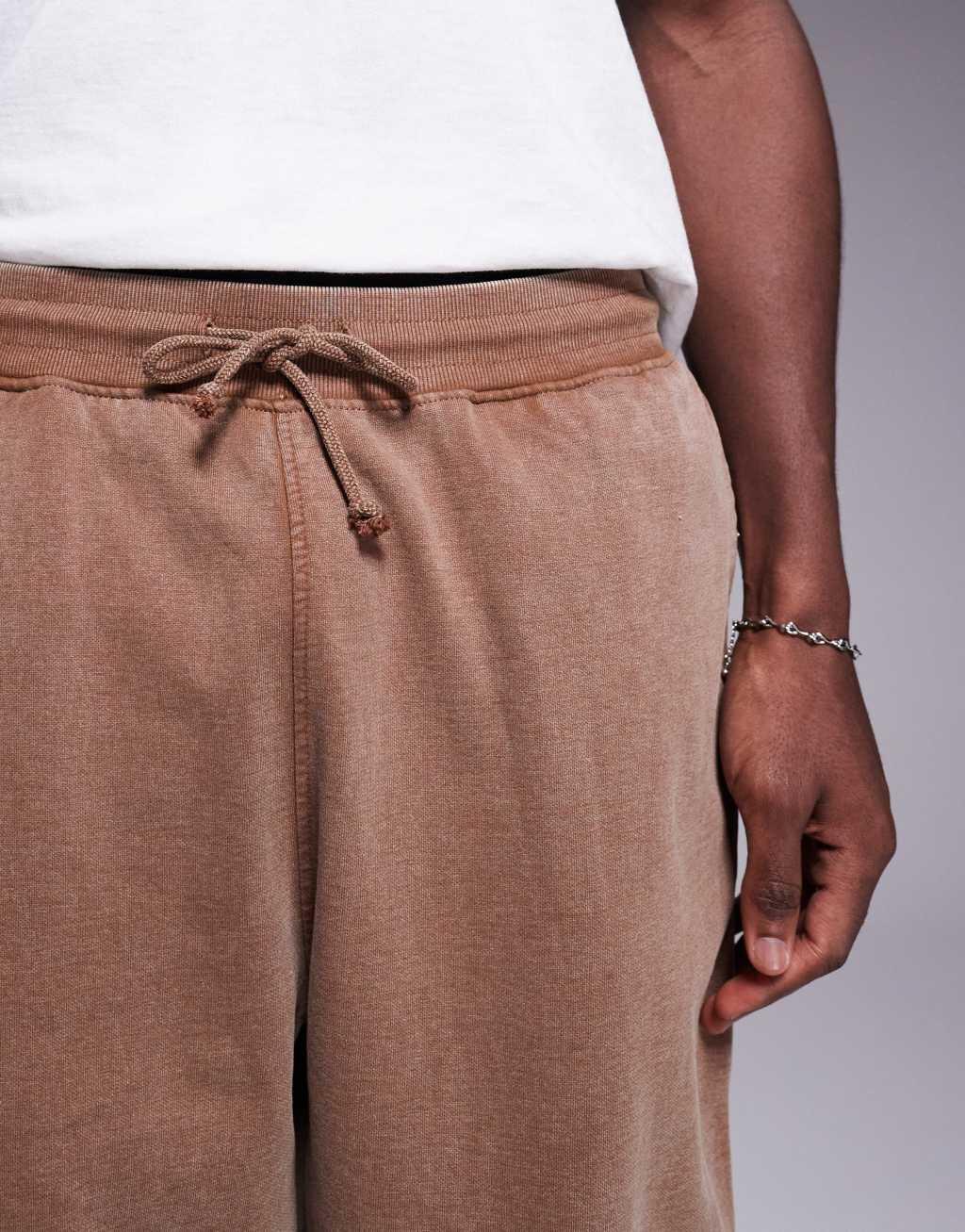 ASOS DESIGN oversized sweatpants in washed brown - part of a set Product Image