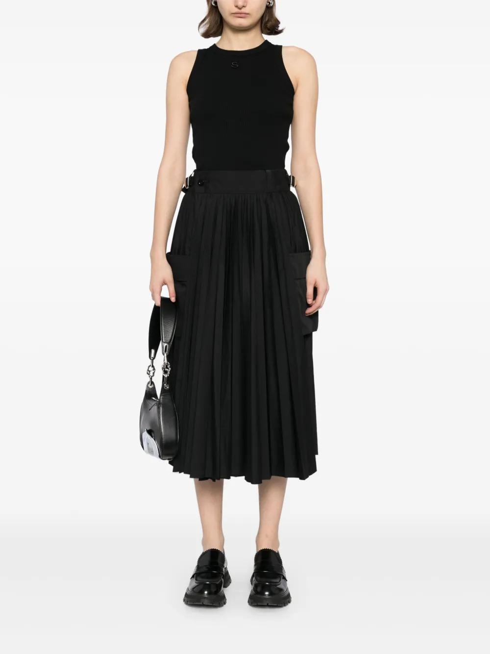 SACAI High-waist Pleated Midi Skirt In White Product Image