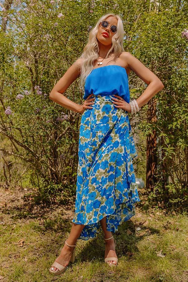 Only Sunshine Floral Skirt In Royal Blue Product Image