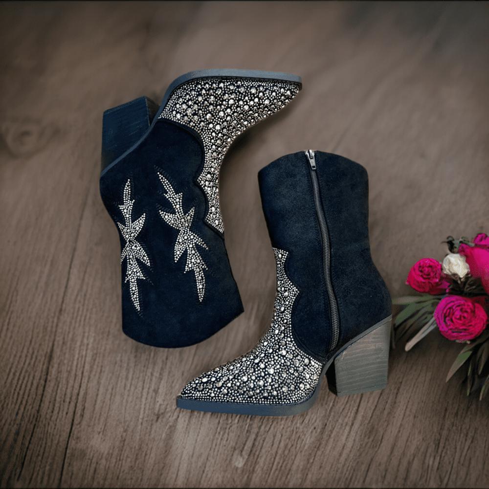"Lux" Black Rhinestone Booties* Product Image
