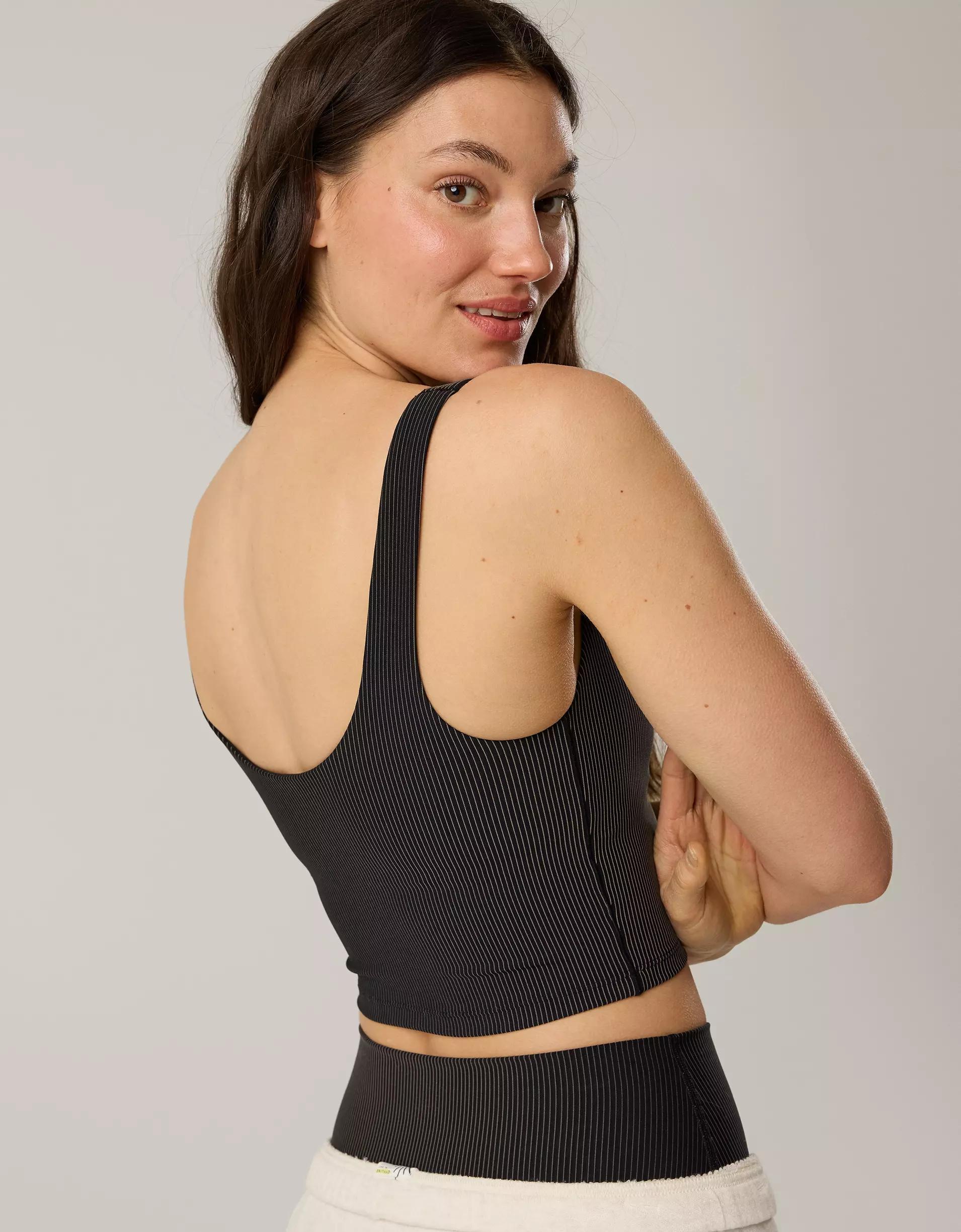 OFFLINE By Aerie Stripe Rib Ruched Low Key Sports Bra Product Image