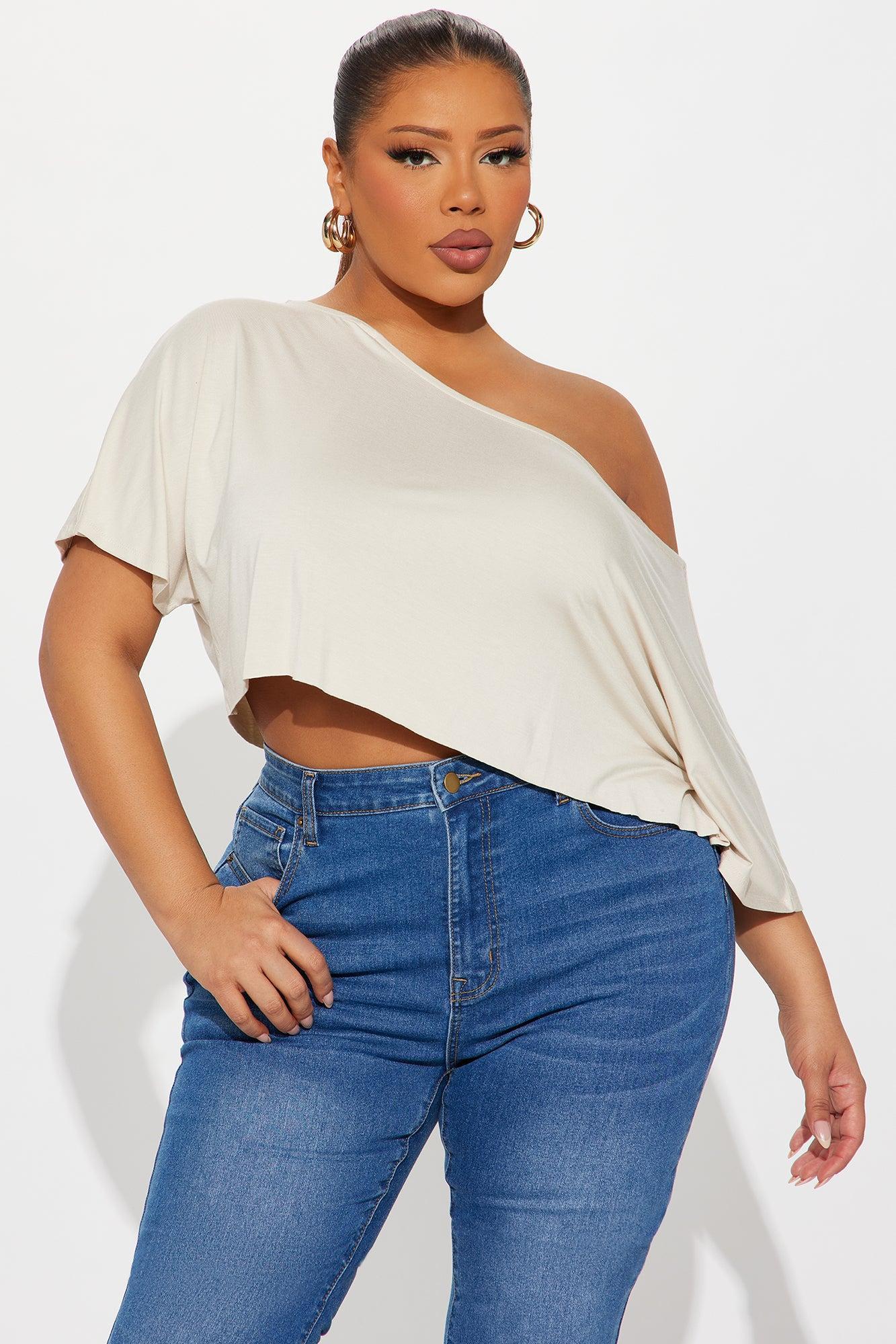 Modal Off Shoulder Cropped Top - Bone Product Image