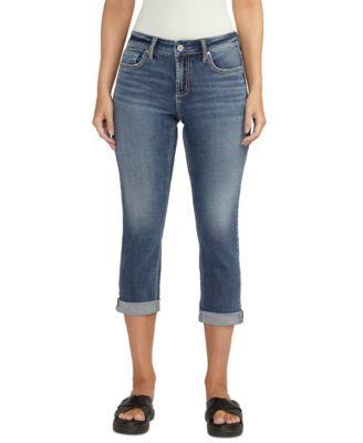Silver Jeans Co. Womens Elyse Luxe Stretch Mid Rise Comfort Fit Denim Capri Product Image
