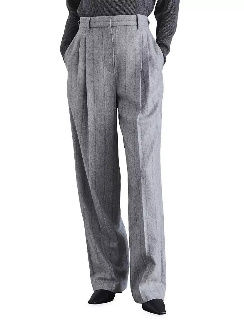 Virgin Wool Flannel Relaxed Tailored Trousers Product Image