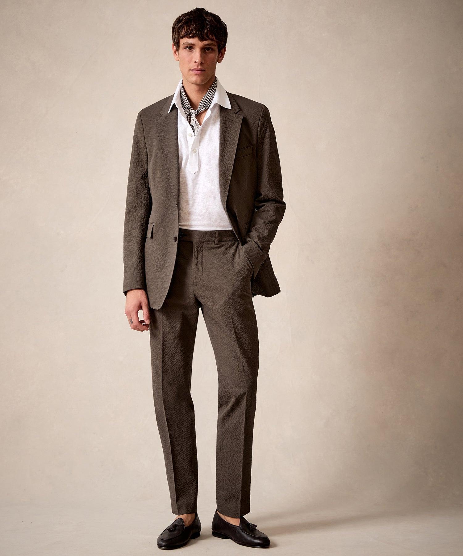 Italian Seersucker Sutton Jacket in Brown Product Image