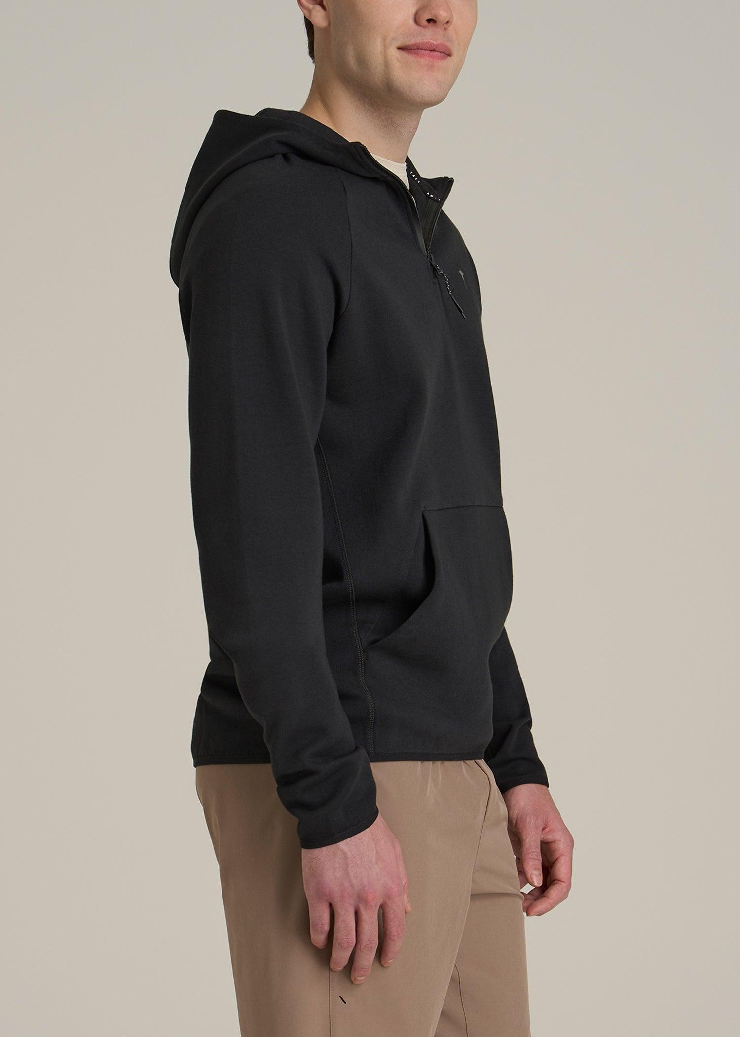 Utility Fleece Hooded Popover for Tall Men in Black Male Product Image