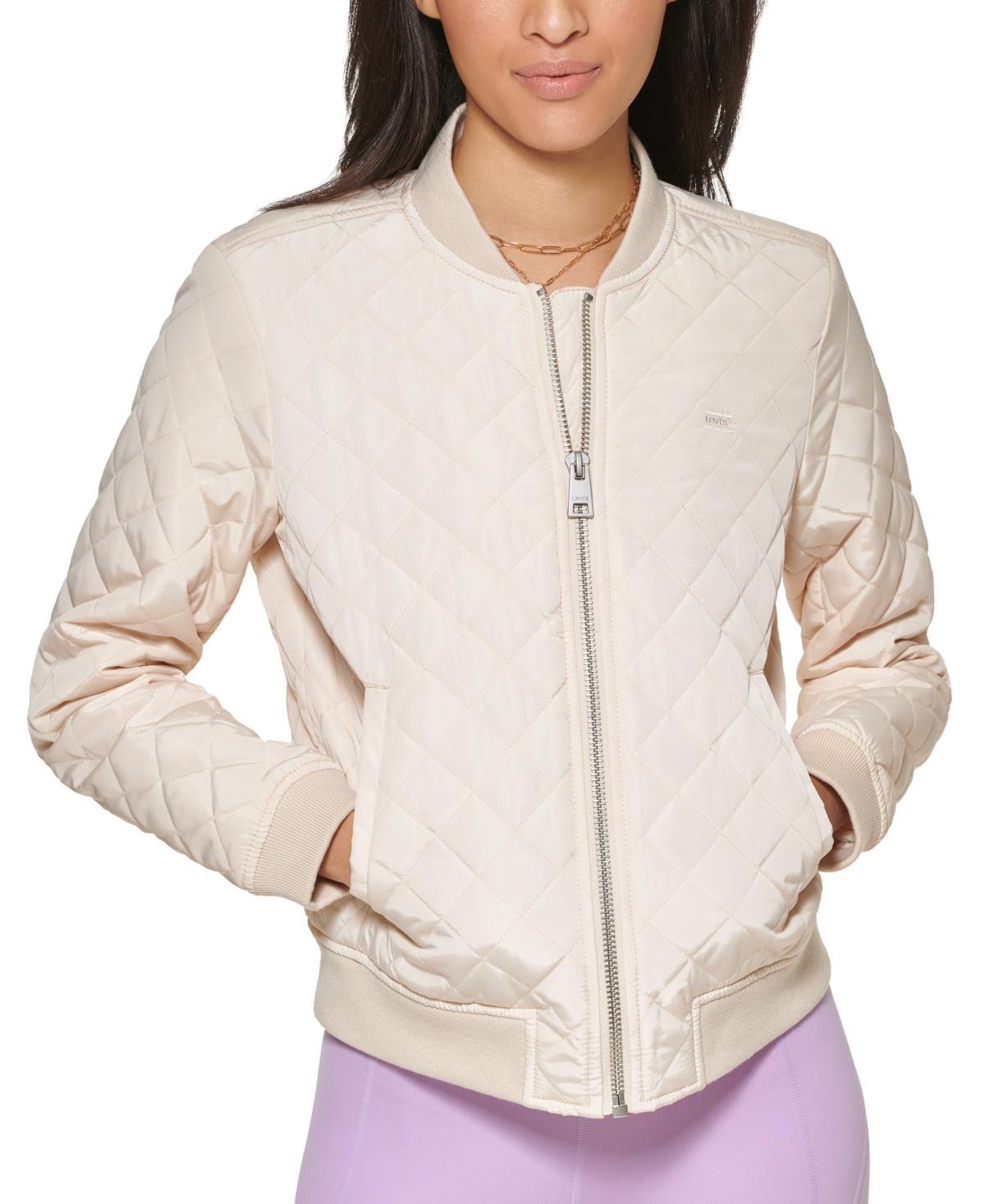 Womens Levis Diamond Quilted Bomber Jacket Dark Green Product Image
