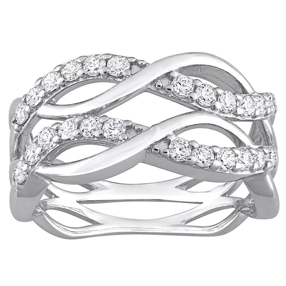 Stella Grace Sterling Silver Cubic Zirconia Crisscross Ring, Women's, Size: 11 Product Image