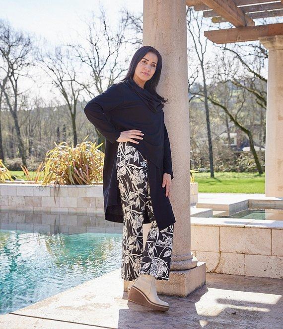 Bryn Walker Pita Modal Ponte Cowl Neck Long Sleeve Asymmetrical Front Peak Tunic Product Image