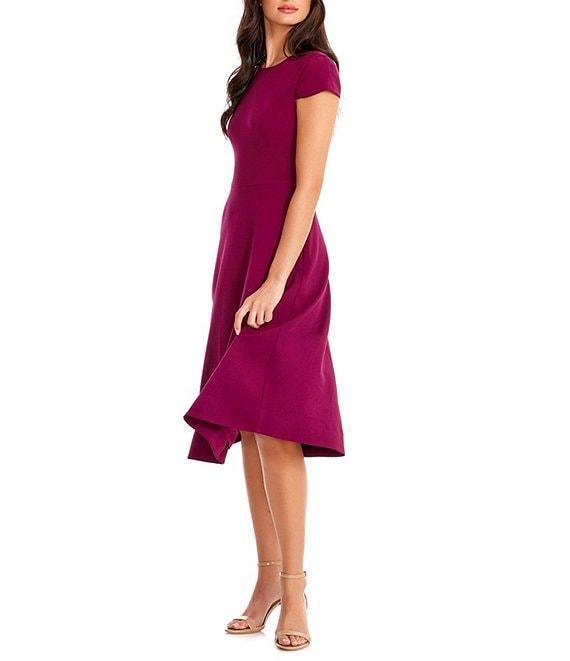 Dress the Population Livia Boat Neck Cap Sleeve Pleated Side Pocket Dress Product Image