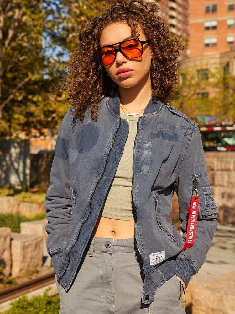 WOMEN'S L-2B RIP AND REPAIR BOMBER JACKET (OG-107 GREEN) - OG-107 GREEN / L Product Image