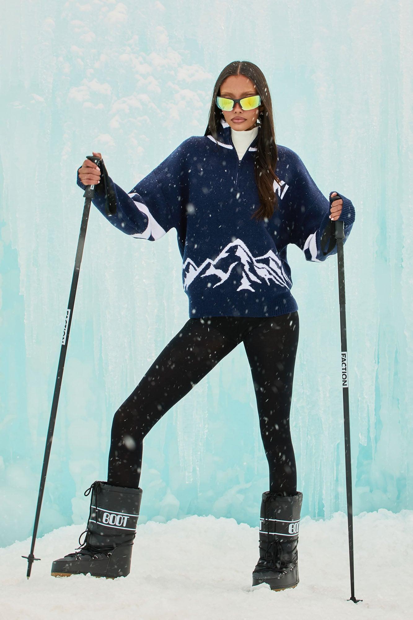 Ski Resort Quarter Zip Sweater - Navy Product Image