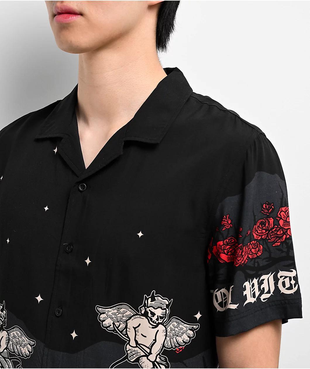 Vitriol Eternal Black Woven Short Sleeve Button Up Shirt Product Image