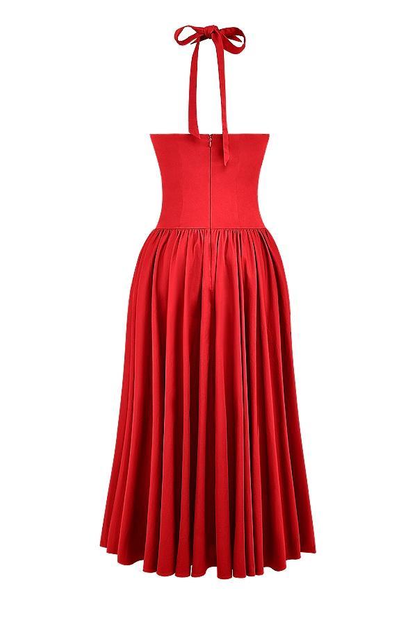 Coquette Scarlet Halter Midi Dress Product Image