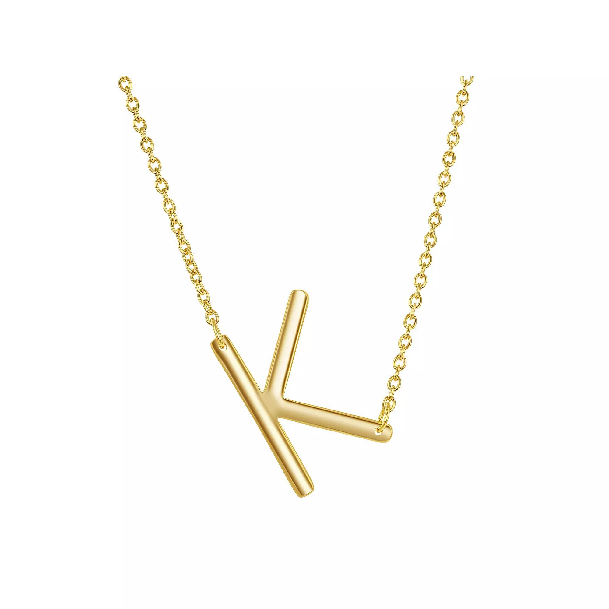 Sterling Silver Sideways Initial Necklace, Women's, Size: 16-18" ADJ, Gold Tone M Product Image