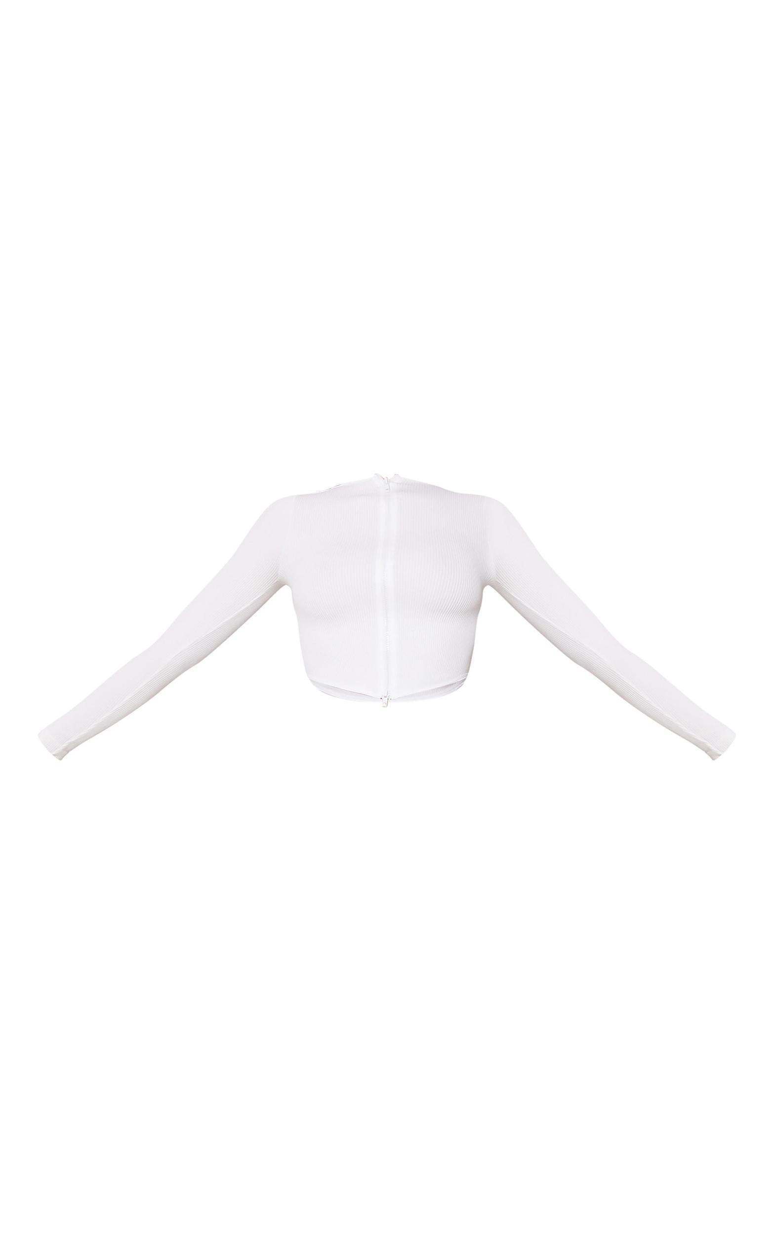 White Snatched Rib Double Zip Top Product Image