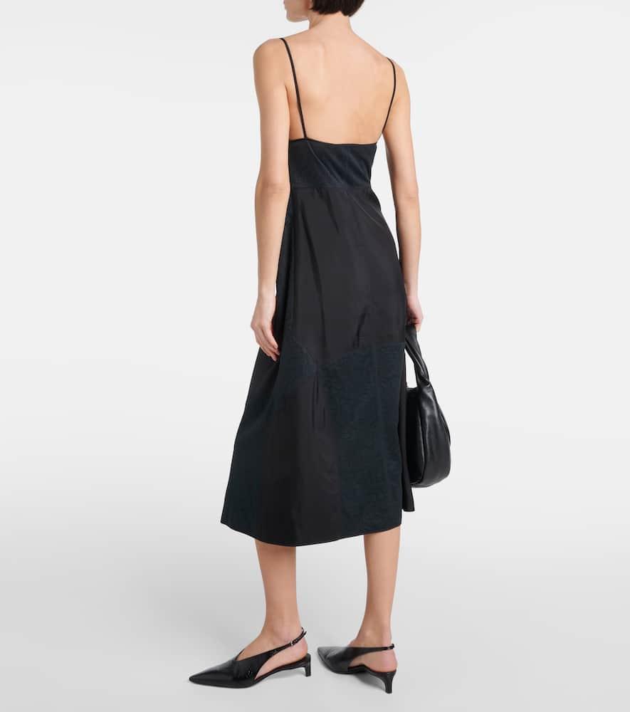 JIL SANDER Lace-trimmed Cotton-blend Midi Dress In Black Product Image
