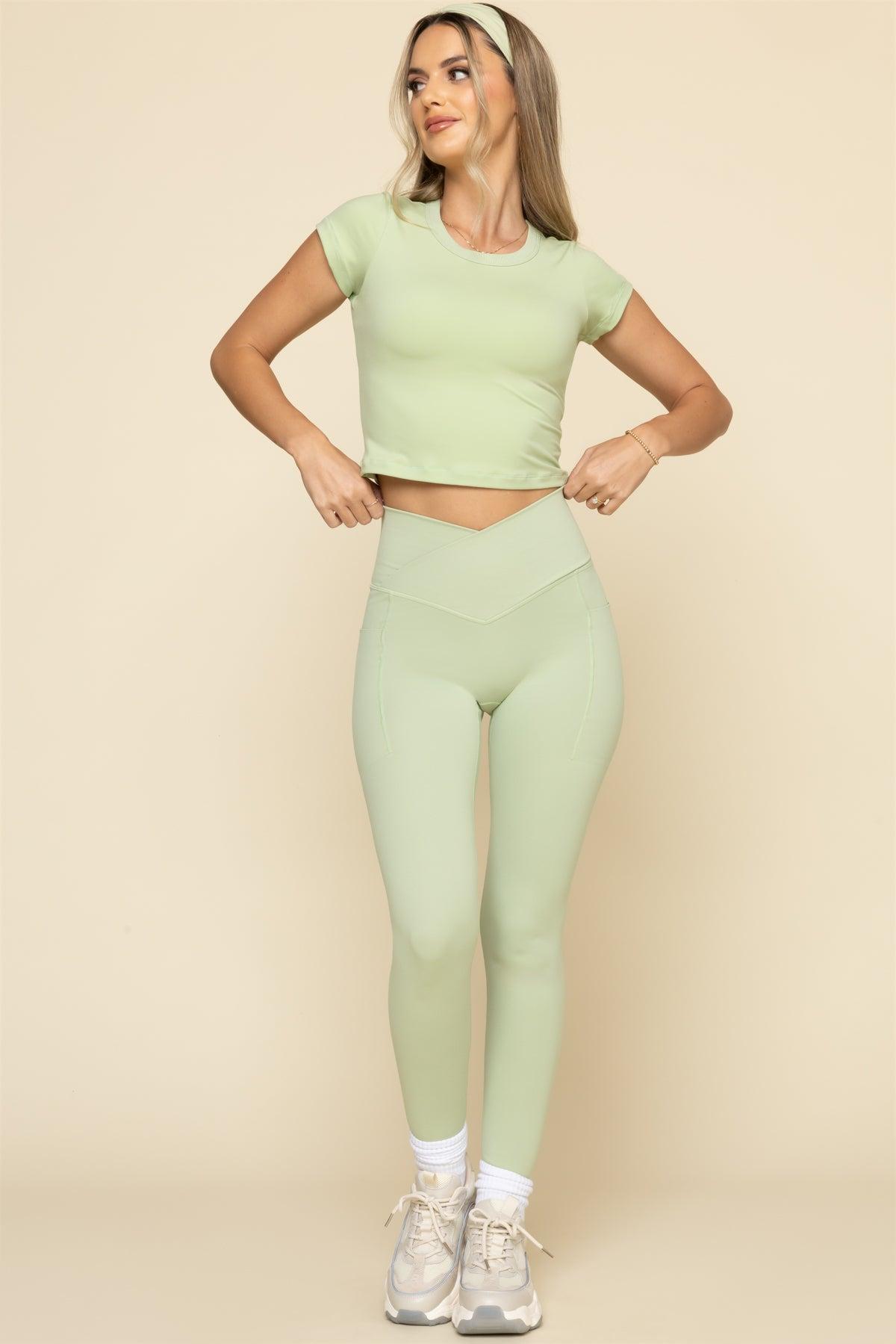 Crisscross Hourglass® Leggings with Pockets - Pistachio Product Image