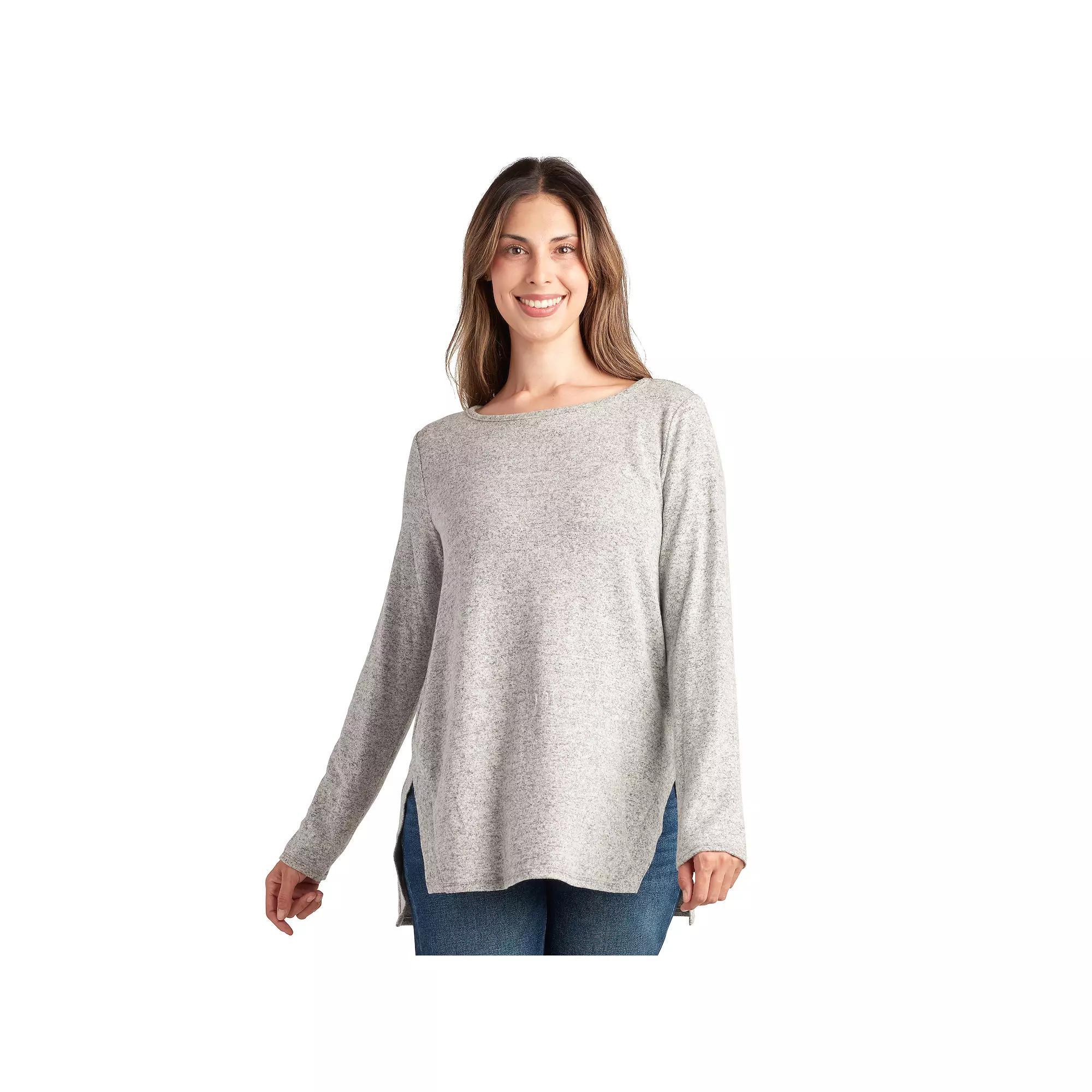 Women's AGB Long Sleeve Split Hem Tunic, Size: Large, Dark Blue Product Image
