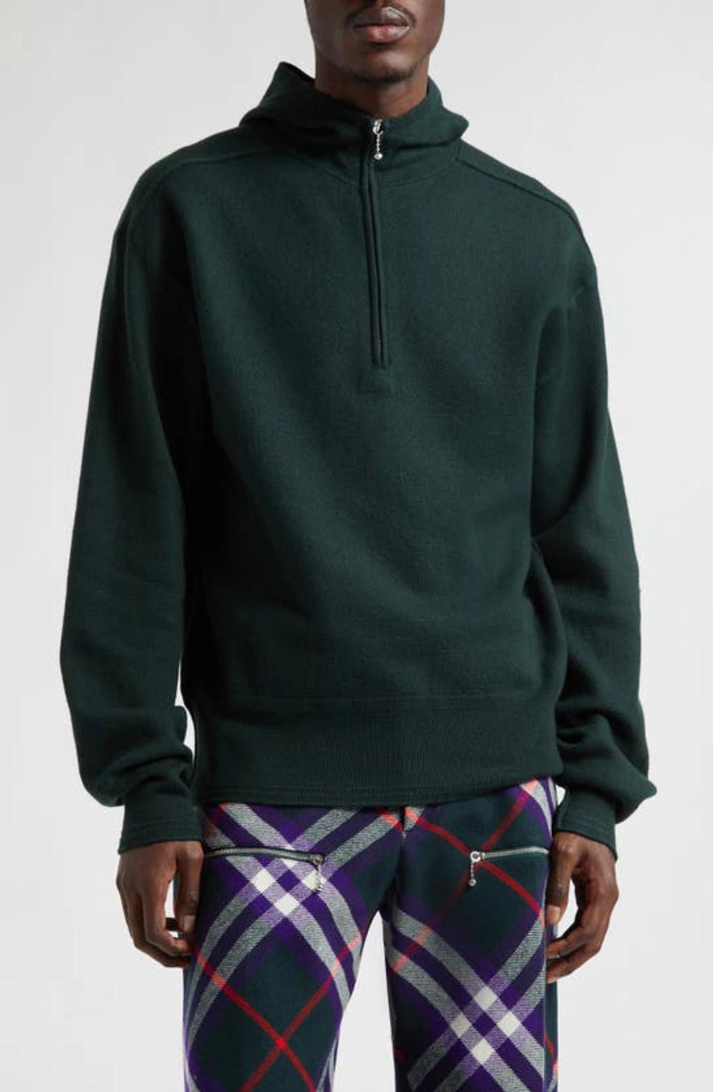 Burberry Half Zip Hoodie in Green Product Image