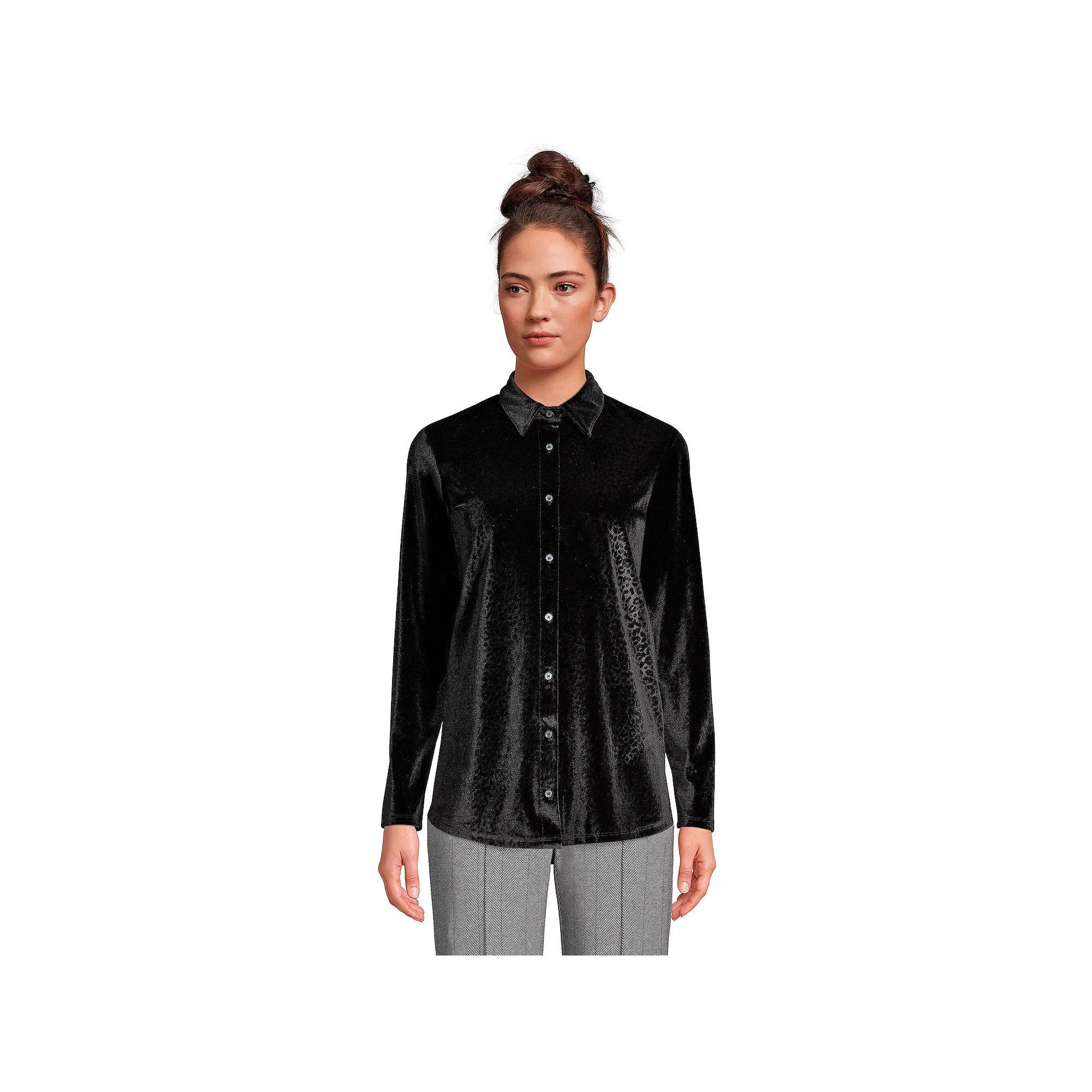Petite Lands End Velvet Tunic Shirt, Womens Product Image