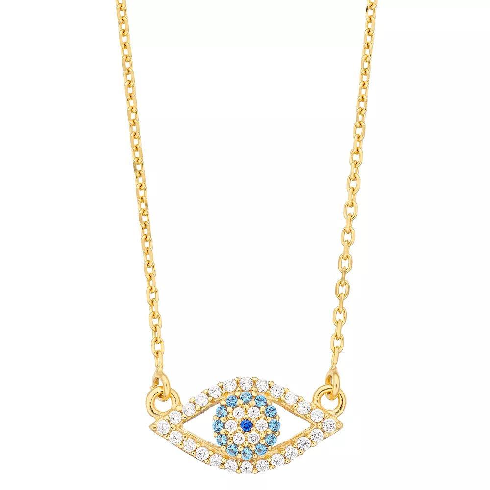 Sterling Silver Cubic Zirconia Evil Eye Necklace, Women's, Size: 18", 18k Gold Over Product Image