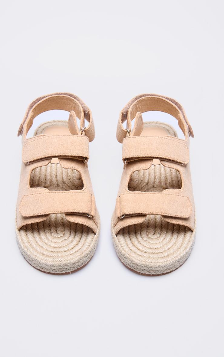 Camel Faux Suede Espadrille Sole Velcro Sandals Product Image