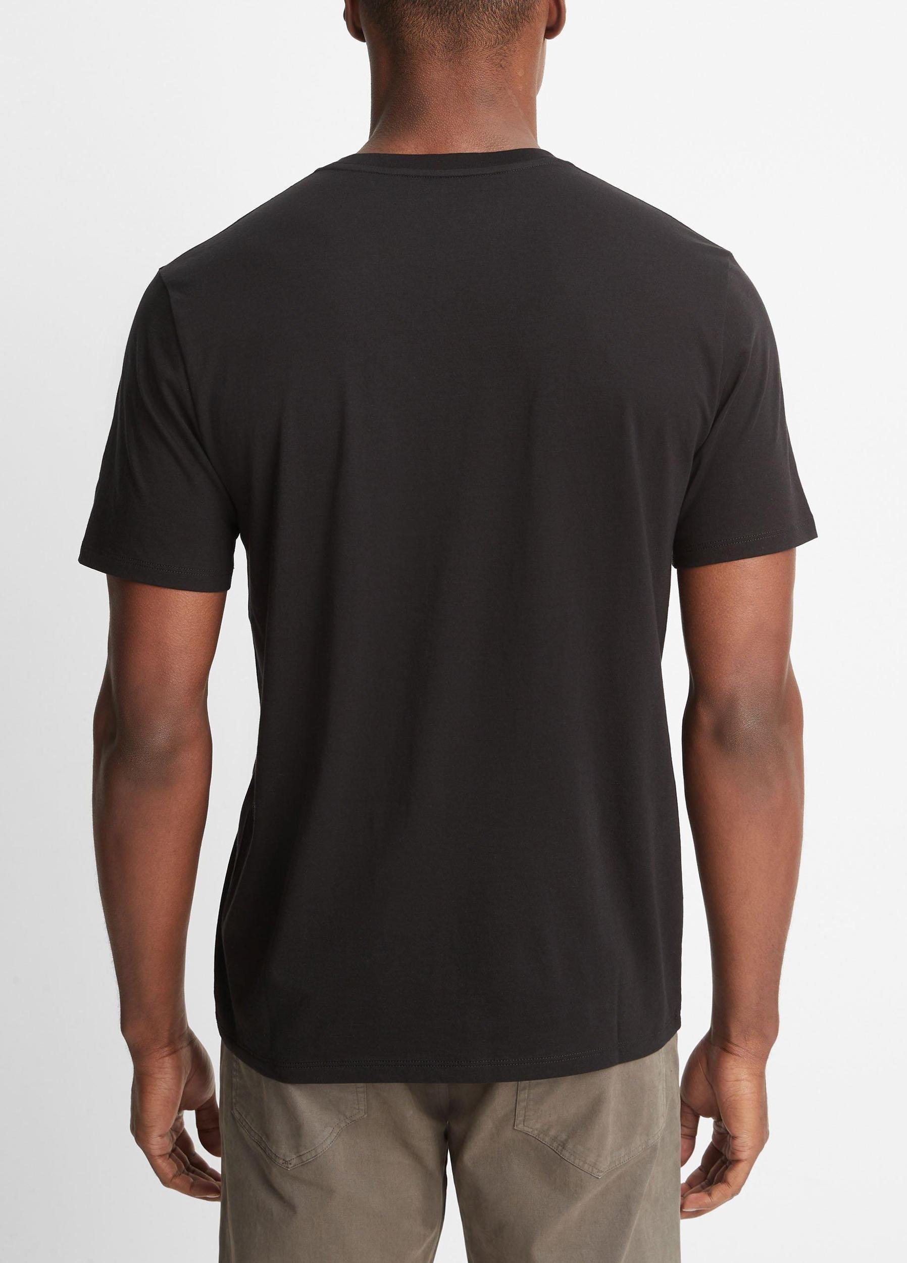 Mens Pima Cotton V-Neck T-Shirt, Heather Steel, Size XL Vince Product Image