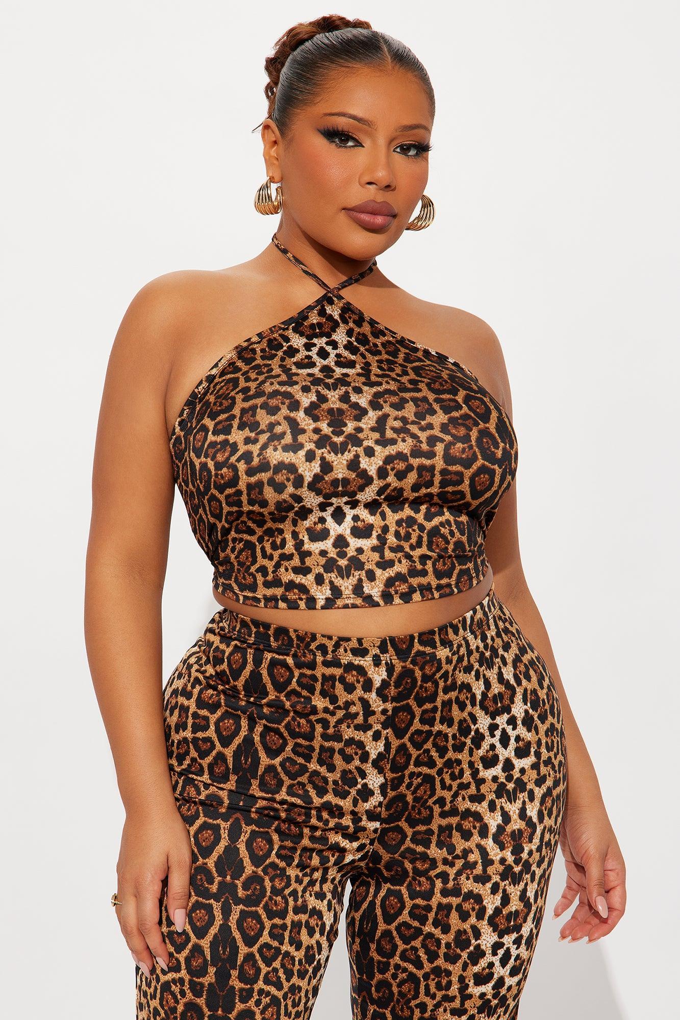 Prowl Time Halter Leopard Pant Set - Brown/combo Product Image