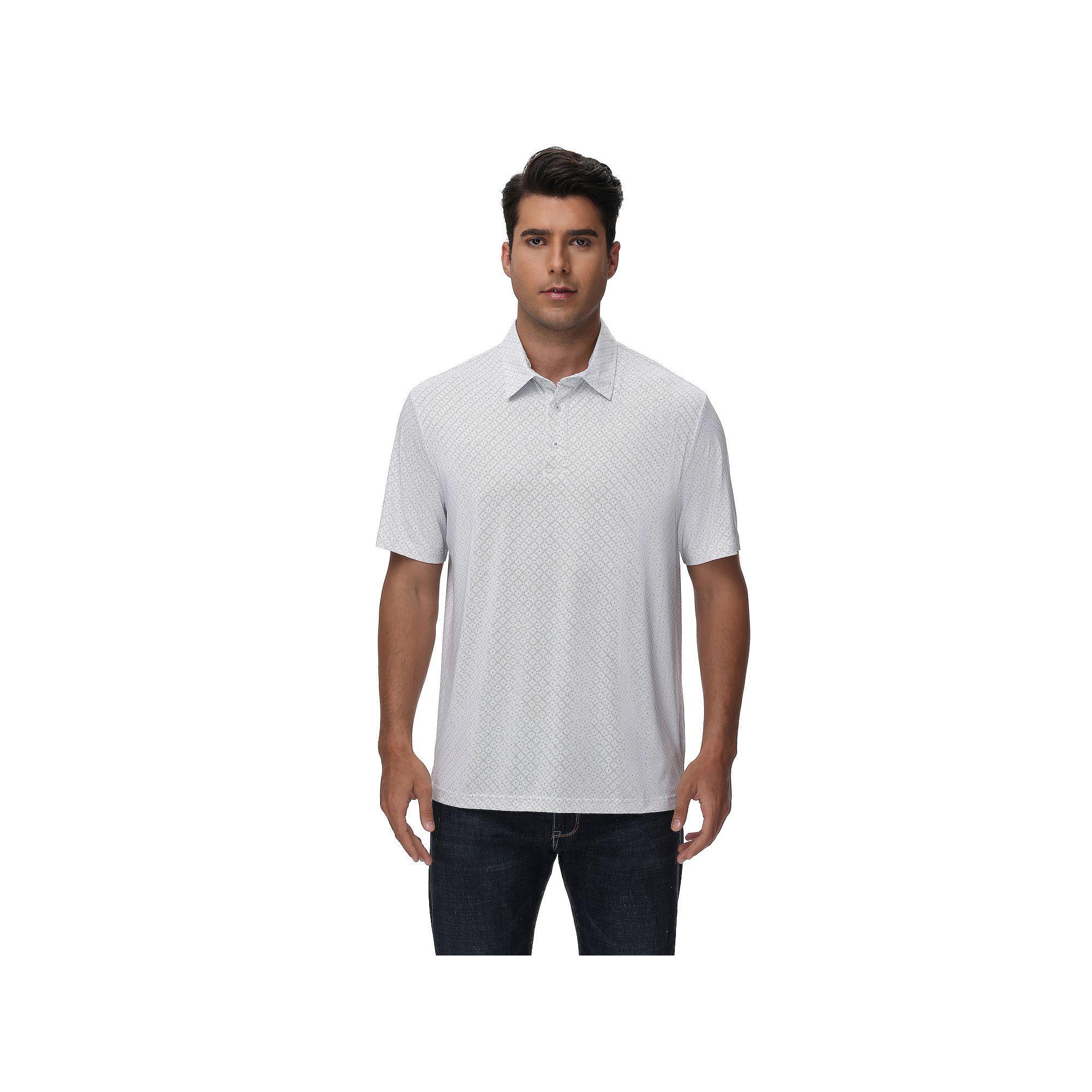 Men's Thomas Sterling Short Sleeve Polo Shirt, Size: Large, White Grey Product Image