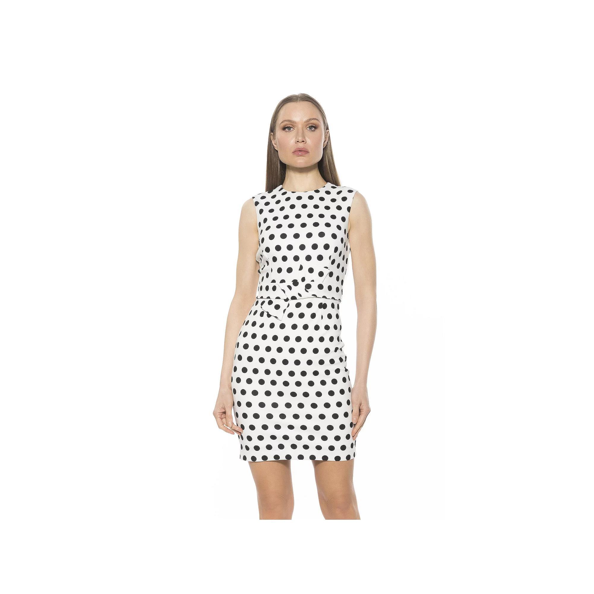 Women's ALEXIA ADMOR Crewneck Sleeveless Dress With Bow Belt, Size: Large, Black Product Image