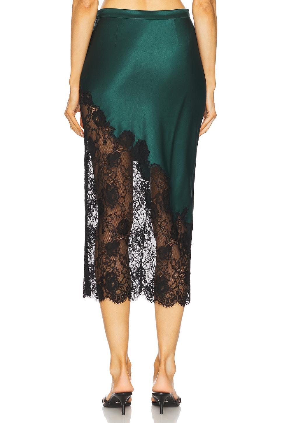 Silk And Lace Scallop Midi Skirt fleur du mal Product Image