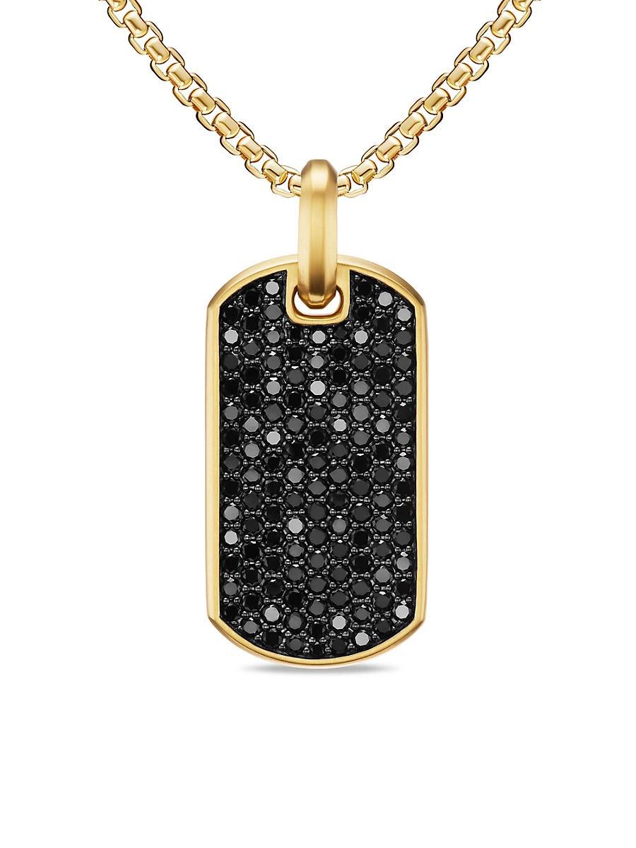 Mens Chevron Tag Enhancer with Black Diamonds in 18K Yellow Gold, 35mm Product Image