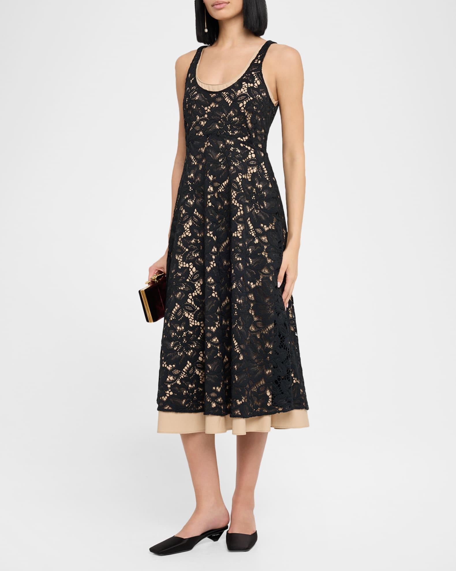 Lacy Dream Sleeveless Floral Lace Midi Dress Product Image