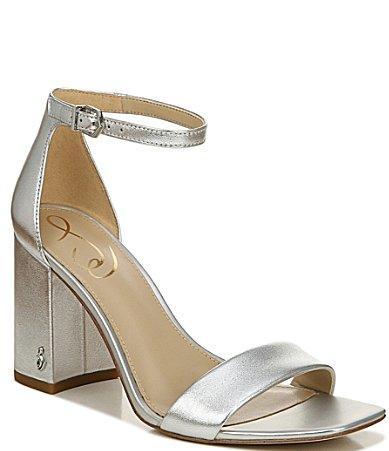 Sam Edelman Daniella Leather Ankle Strap Square Toe Dress Sandals Product Image