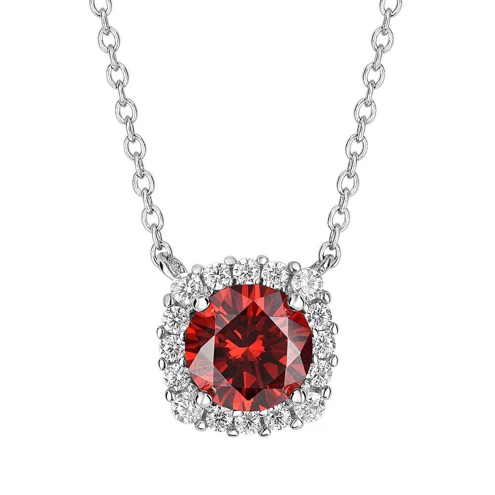 PRIMROSE Sterling Silver Cubic Zirconia Halo Pendant Necklace, Women's, Size: 18", January Product Image