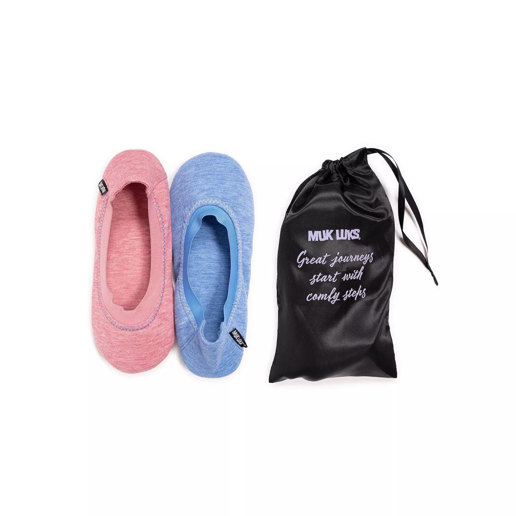 Women's MUK LUKS 2-Pair Travel Ballerina Slipper Socks Set, Size: Small, Blue Product Image