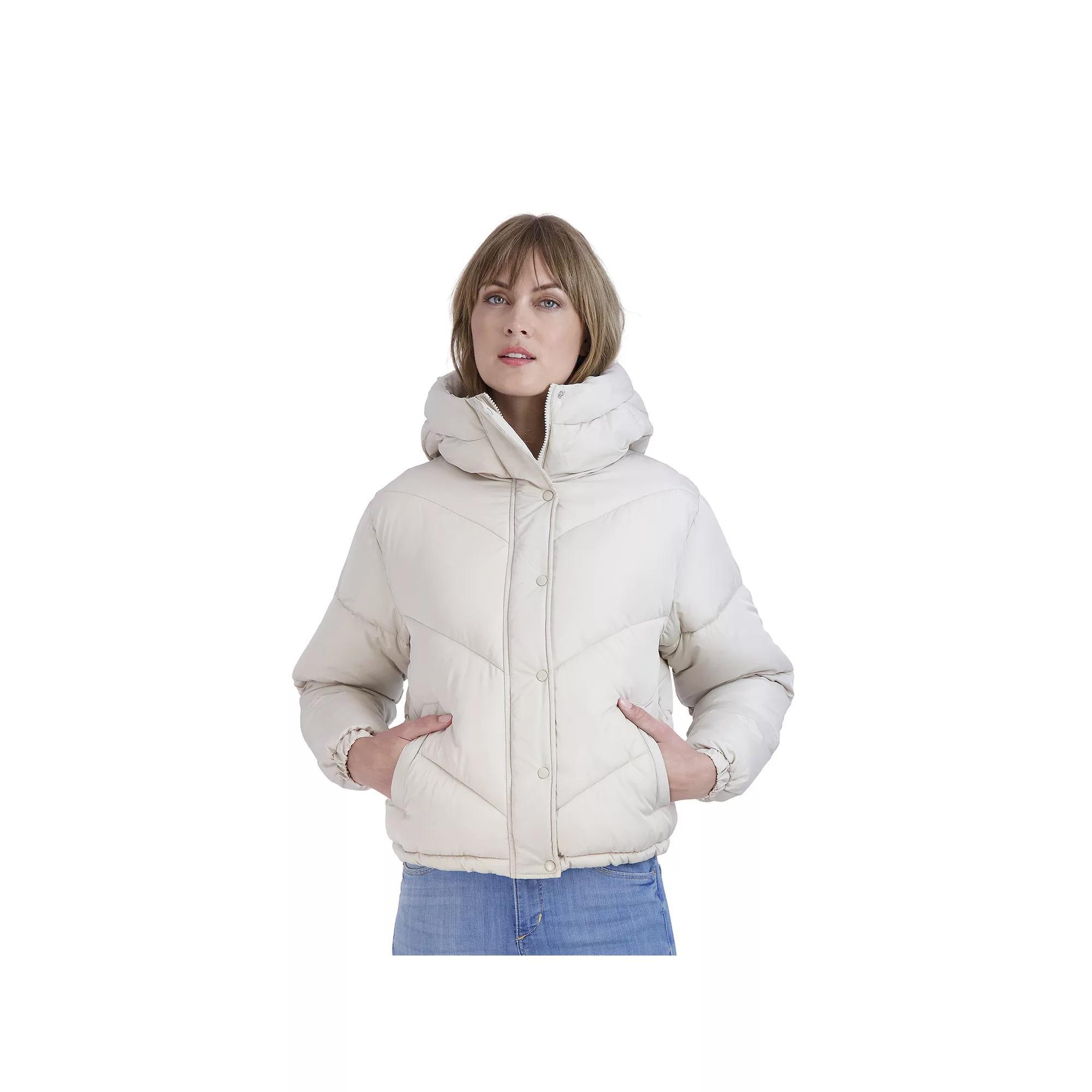 Juniors' Sebby Short Puffer Jacket, Women's, Size: Large, Gray Product Image