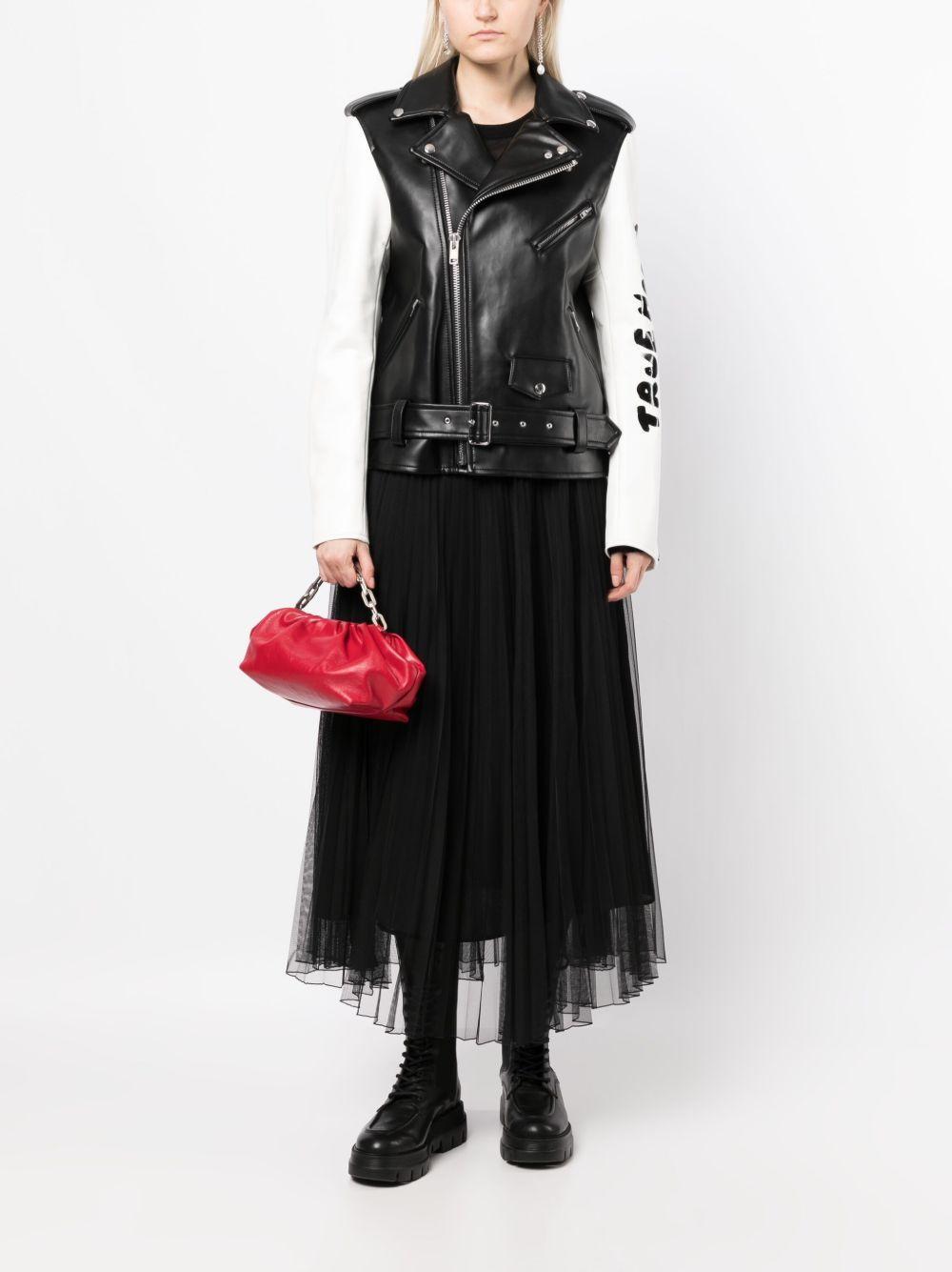 contrasting-sleeves biker jacket Product Image